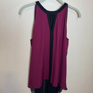 Kenneth Cole Pleated Halter Top/Tunic Size Medium - Fuchsia and Black
